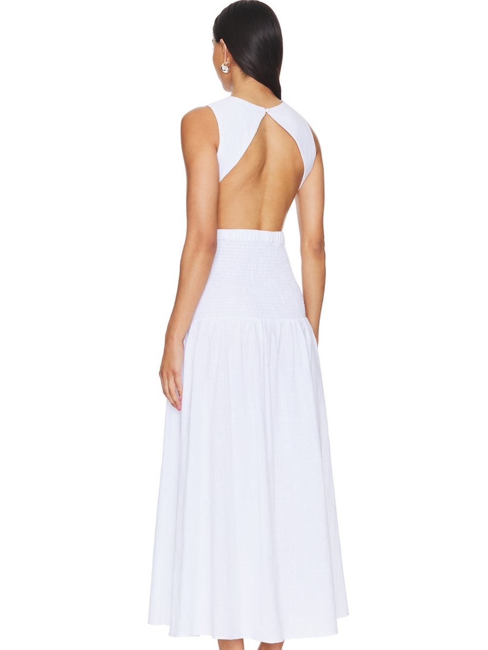 Lightweight White Smocked-Waist Maxi Dress - Picture 2 of 7